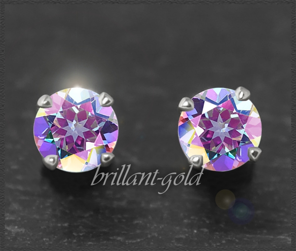 Preview: Ohrstecker 585 Gold weiß Mystic Topas 4,5,6,7mm